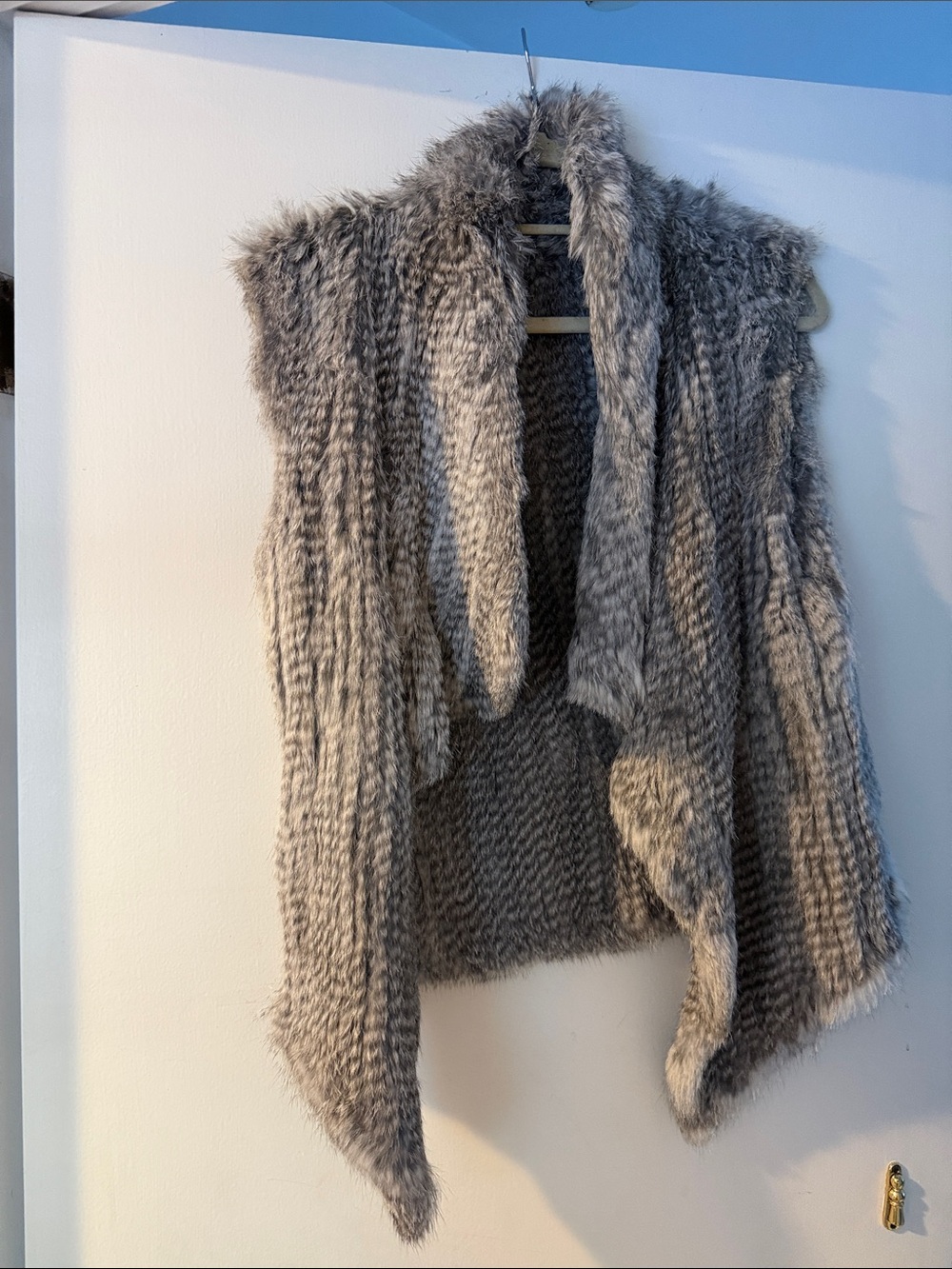 jocelyn Gray Faux Fur Open-Front Sleeveless Sweater Vest